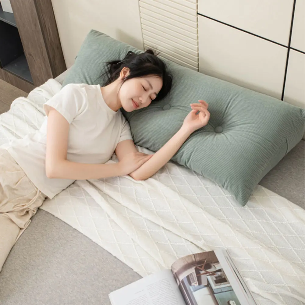 Triangular Wedge Headboard Pillow with Side Pockets Positioning Back Support Reading Bolster Pillow Long Cushions for Bed Sofa