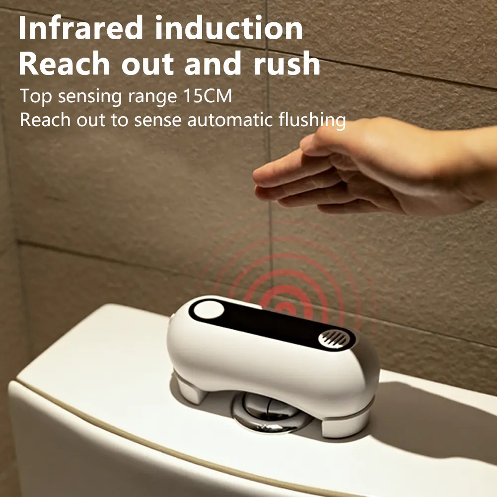 Infrared Sensor Touchless Toilet Flusher Automatic Toilet Flush Button IPX5 Waterproof Easy Installation for Home and Public Use