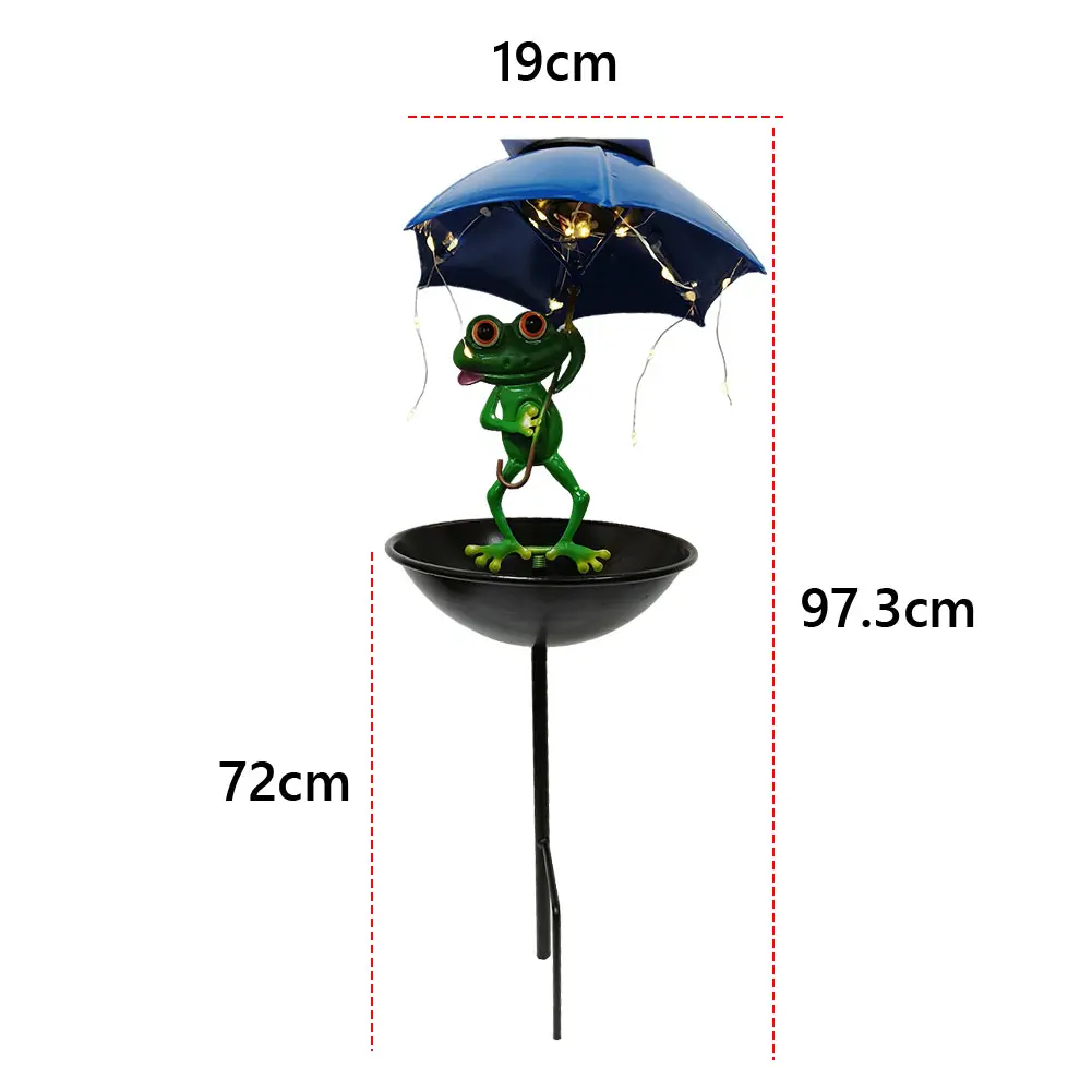 Umbrella Frog Bird Feeder Decorative Bird Feeding Station Garden Frog Figurine with Umbrella for Yard Art Ornament