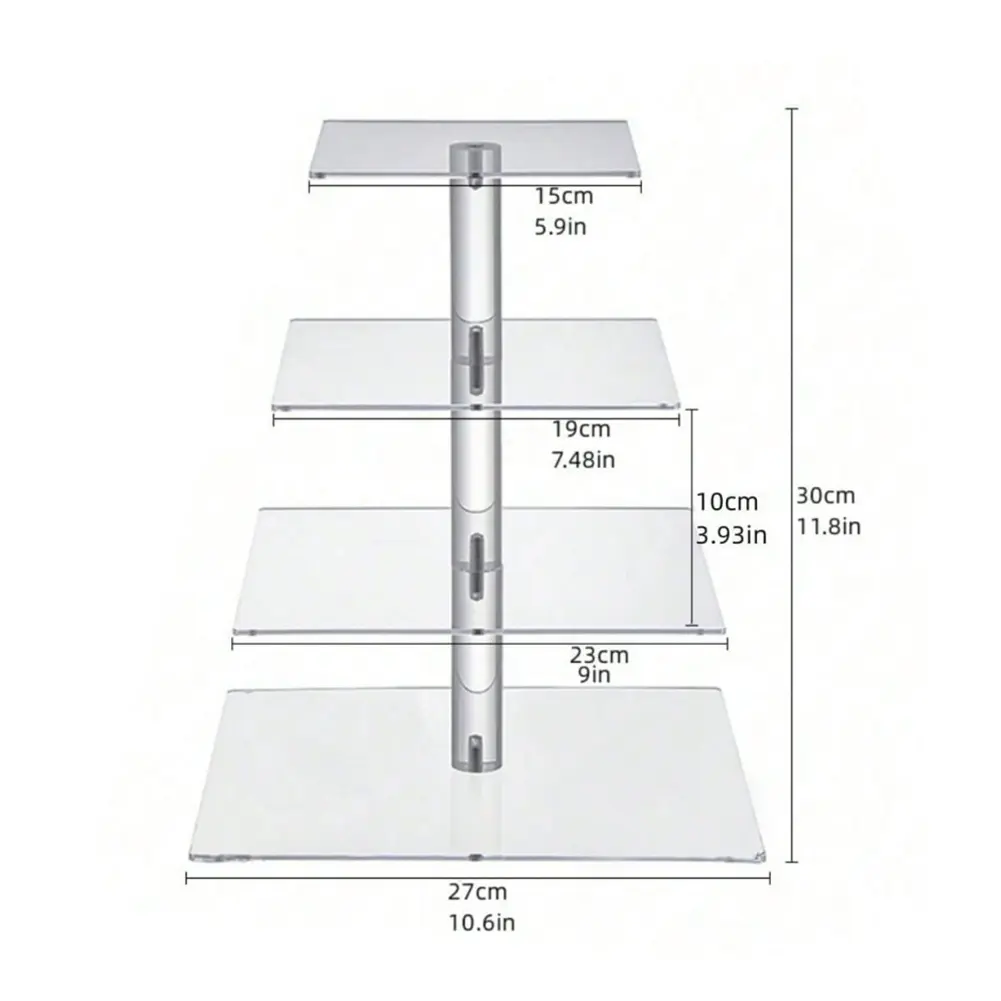 Unique Square Acrylic Multi Tier Cupcake Display Stand with LED Lights for Weddings and Birthday Parties
