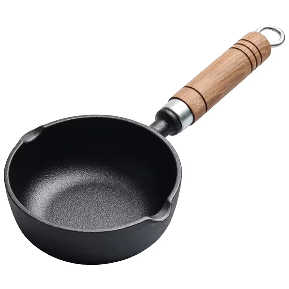 11/13cm Cast Iron Mini Egg Frying Pan with Pour Spout Small Wok Milk Pan Butter Melting Pot Gas Stove Induction Cooker Universal