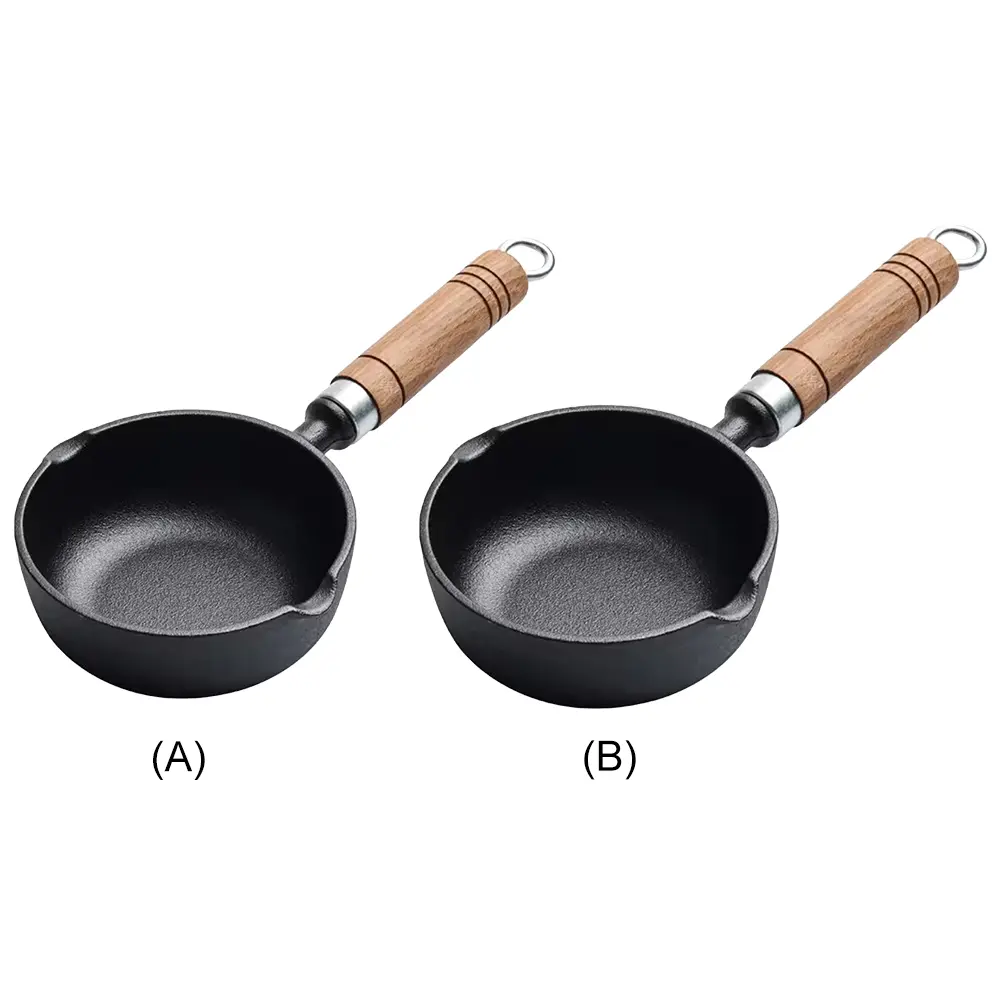11/13cm Cast Iron Mini Egg Frying Pan with Pour Spout Small Wok Milk Pan Butter Melting Pot Gas Stove Induction Cooker Universal