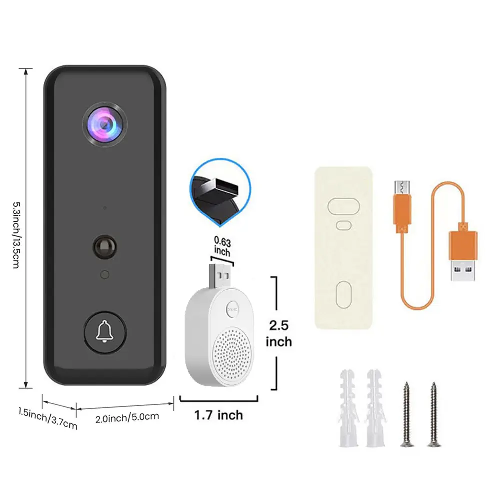 Video Doorbell Camera 2-Way Audio Doorbell with Camera PIR Motion Detection for Home