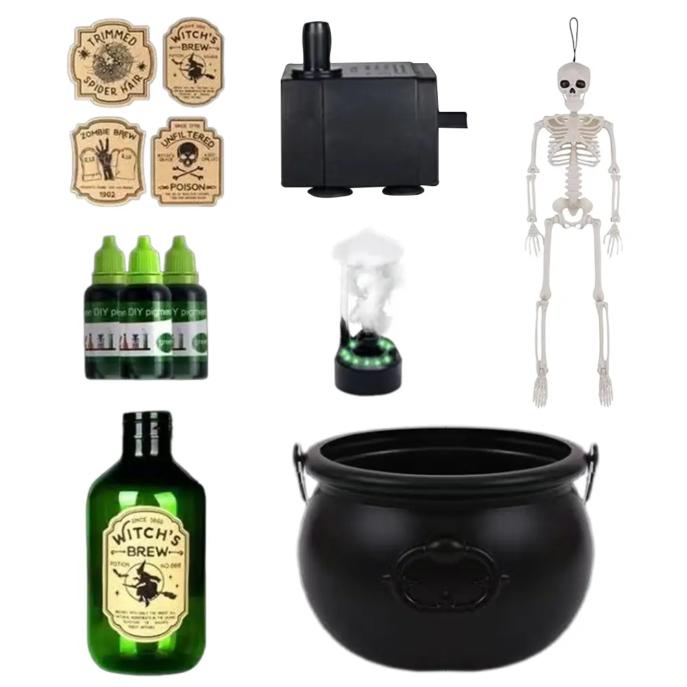 Floating Potion Cauldron Diffuser with Floating Potion Bottle and Diffuser Bubbling Black Cauldron for Home Table Mantel Kitchen