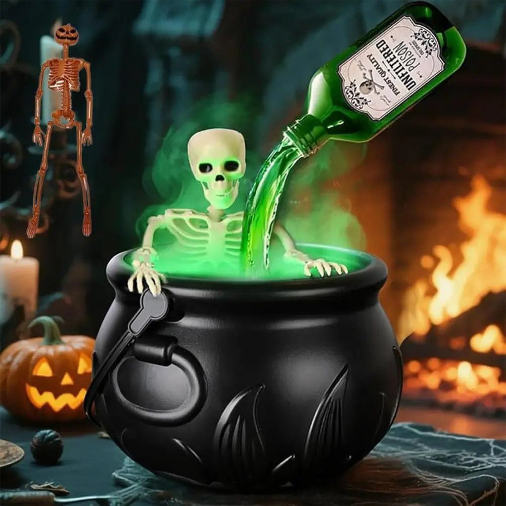 Floating Potion Cauldron Diffuser with Floating Potion Bottle and Diffuser Bubbling Black Cauldron for Home Table Mantel Kitchen