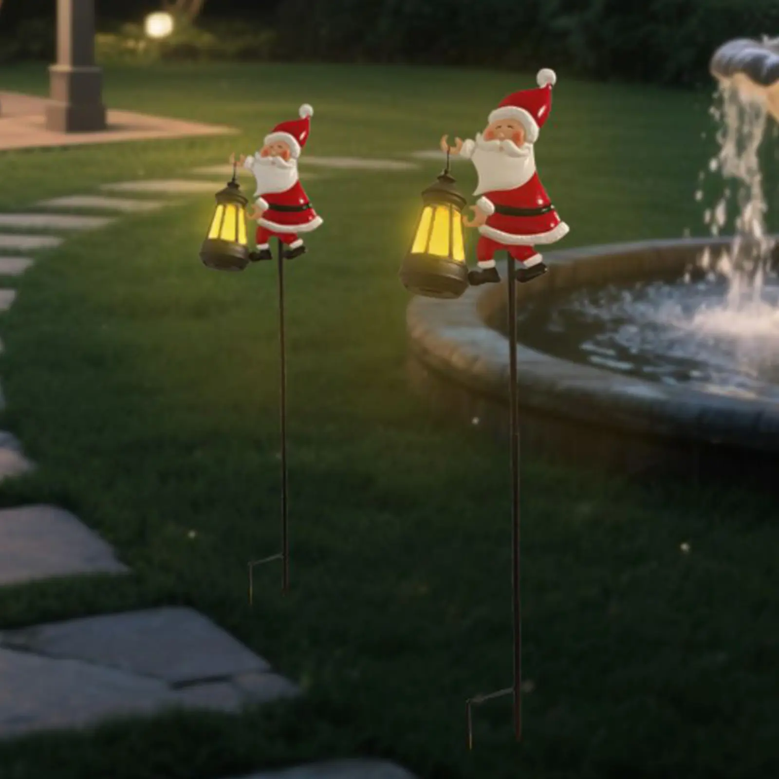 1 Pack Santa Solar Lawn Light Solar Santa Garden Lights Solar Santa Watering Can Lights for Landscape Patio Pathway Yard