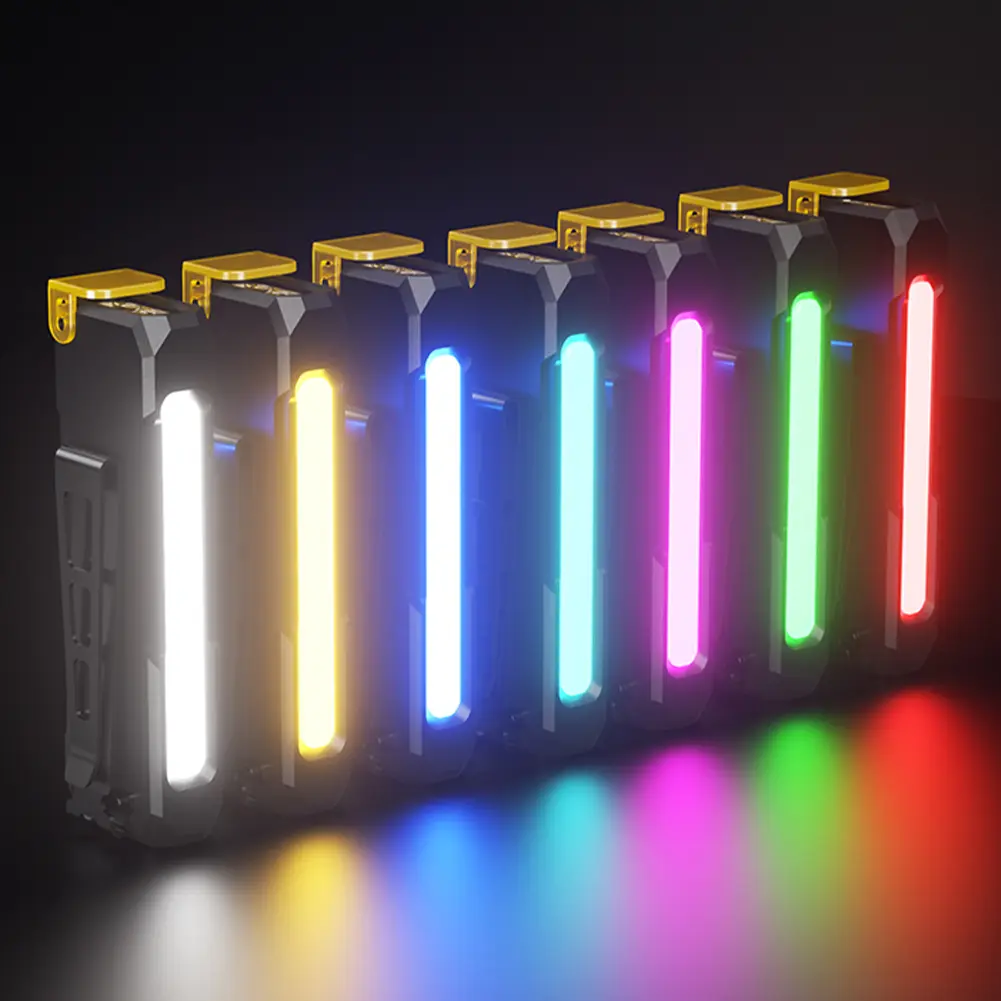 RGB LED Flashlight Rechargeable Flashlight Aluminum Alloy Pocket Flashlight with Side Light Work Light for Camping Emergency