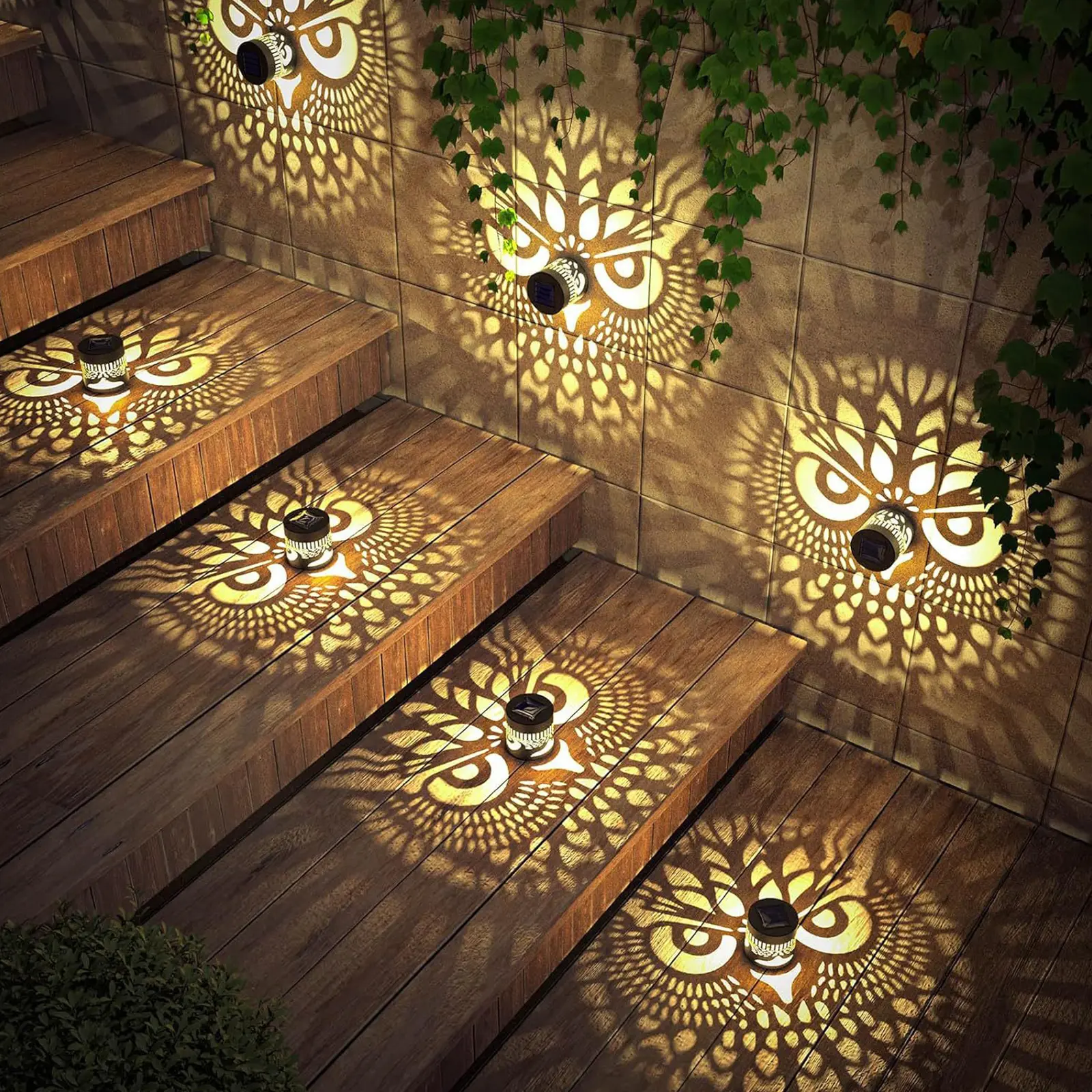 1 Pack Hollow LED Landscape Light Outdoor Garden Solar Light Iron Art Wall Light for Garden Fence Yard Front Door Pathway