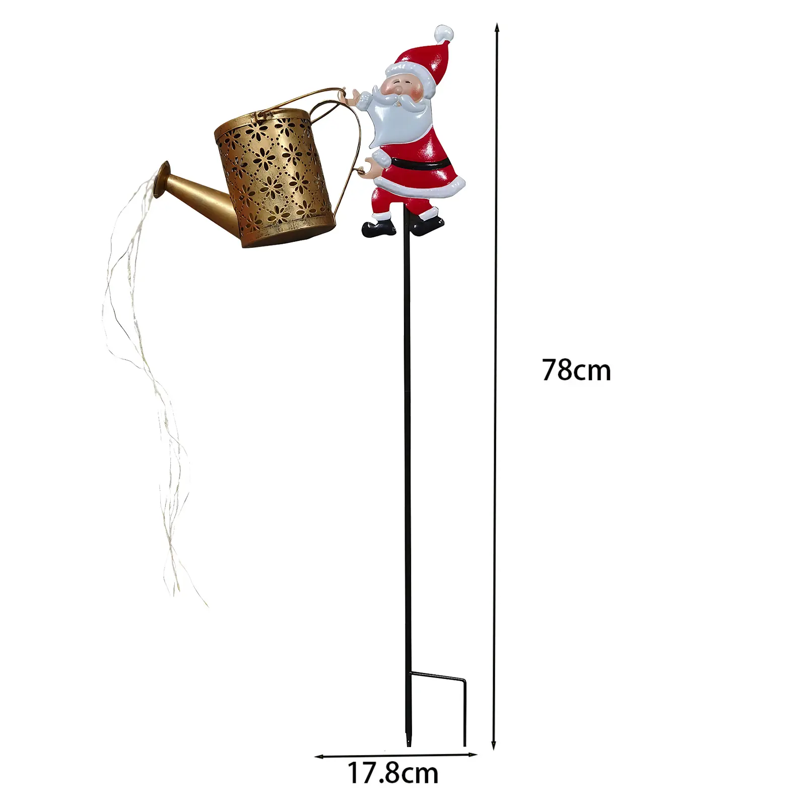 1 Pack Santa Solar Lawn Light Solar Santa Garden Lights Solar Santa Watering Can Lights for Landscape Patio Pathway Yard