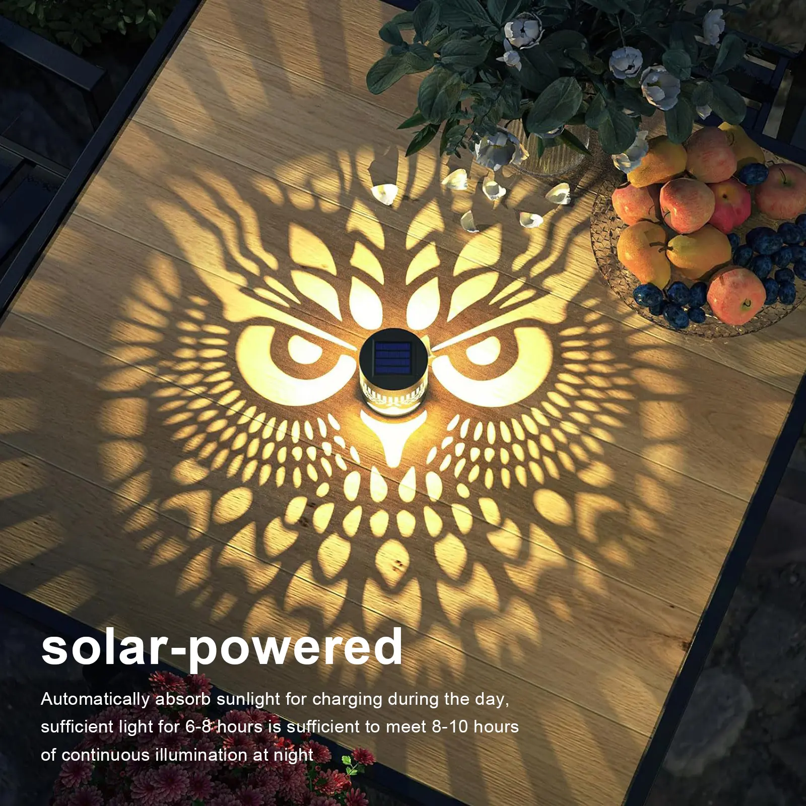 1 Pack Hollow LED Landscape Light Outdoor Garden Solar Light Iron Art Wall Light for Garden Fence Yard Front Door Pathway