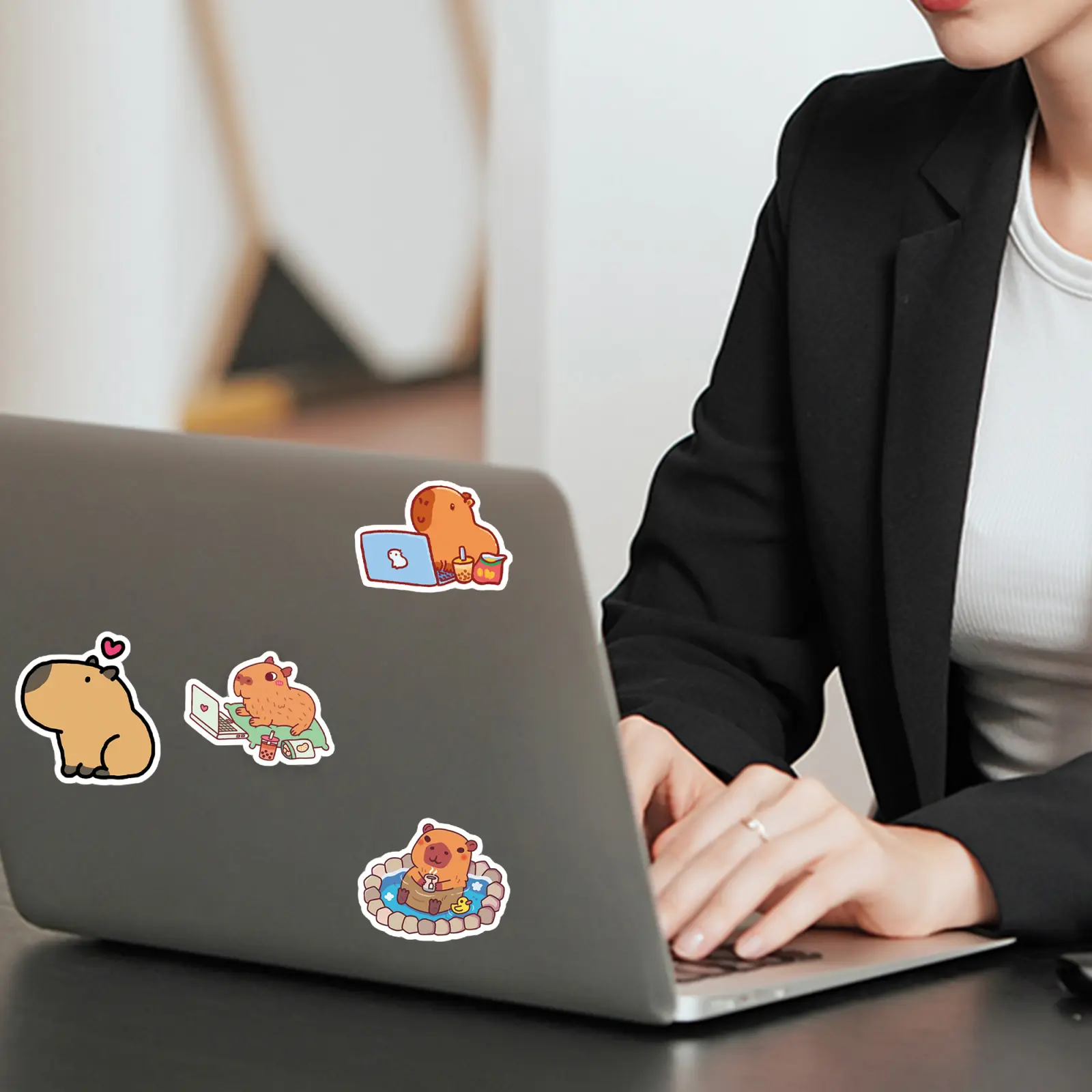 50 Pack Capybara Stickers Cute Brown Stickers Waterproof Cartoon Animal Decals for Water Bottle Skateboard Decor