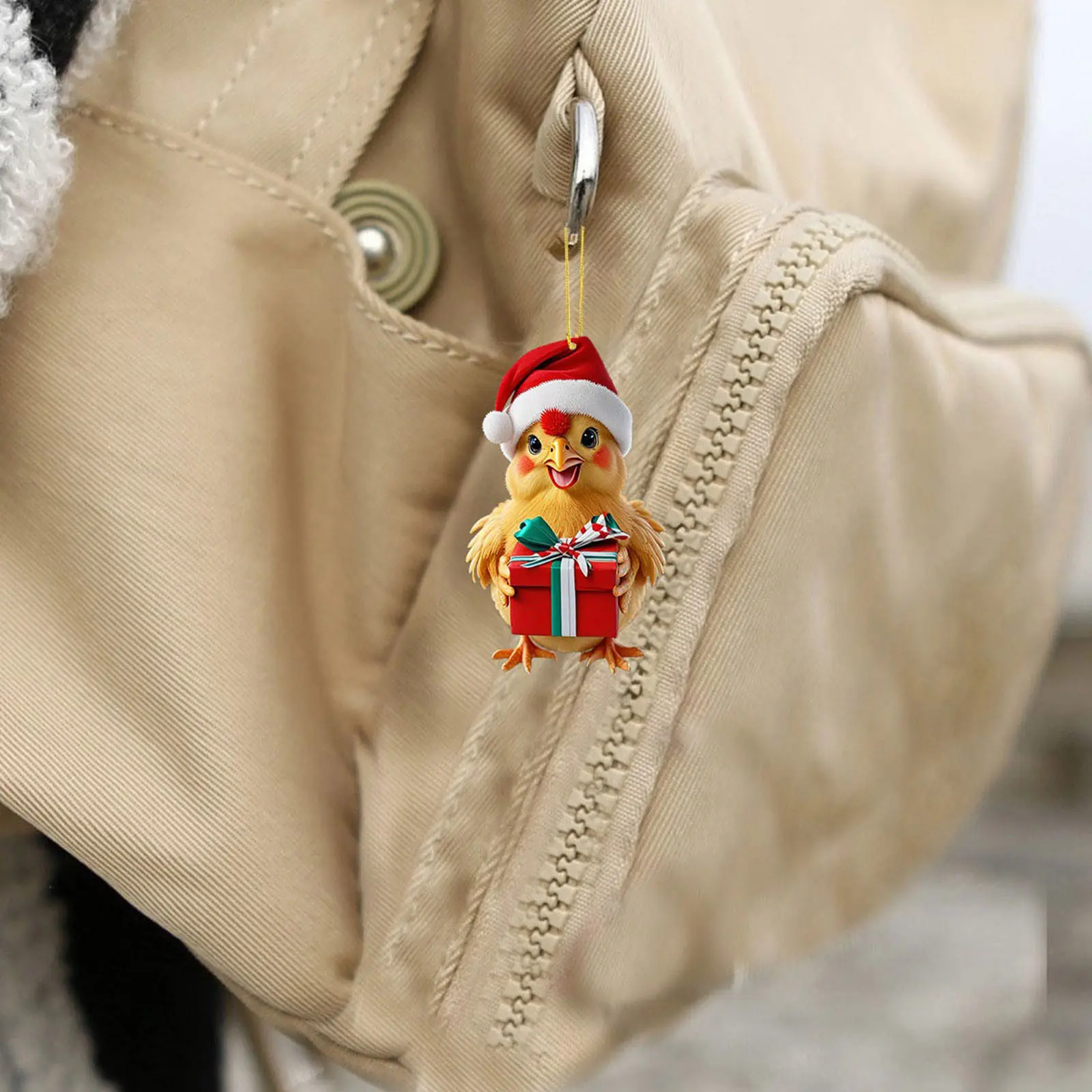 Christmas Countdown Calendar Chicken with Santa Hats 2D Hanging Ornament Christmas Advent Calendar Chicken Countdown Calendar