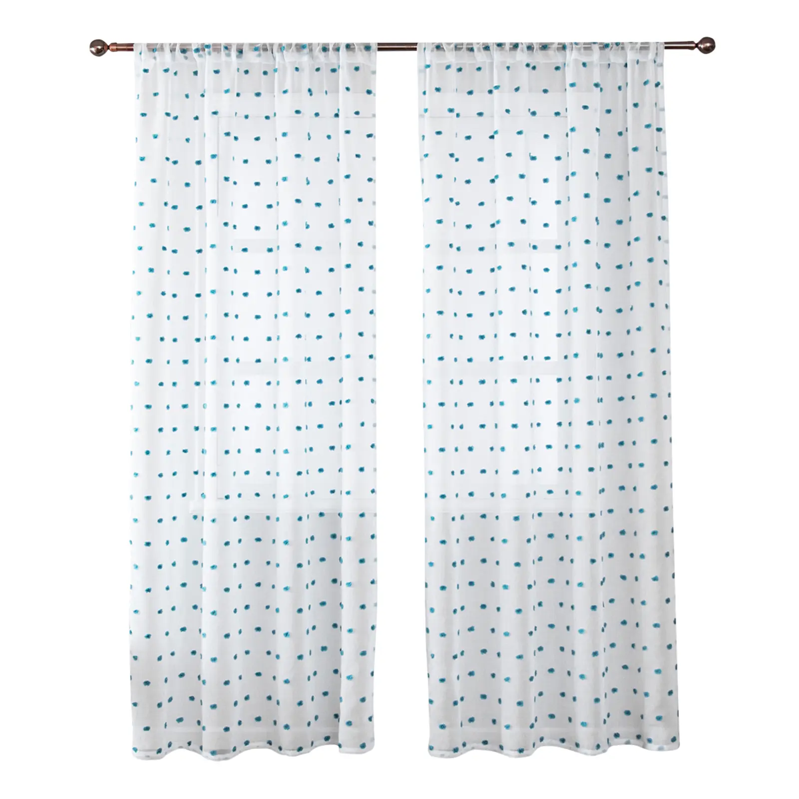 Floral Pink Nursery Curtains Double Layer Drape Dorm Curtain with Pink Pom Blocking Curtain Pom Sheer for Living Room