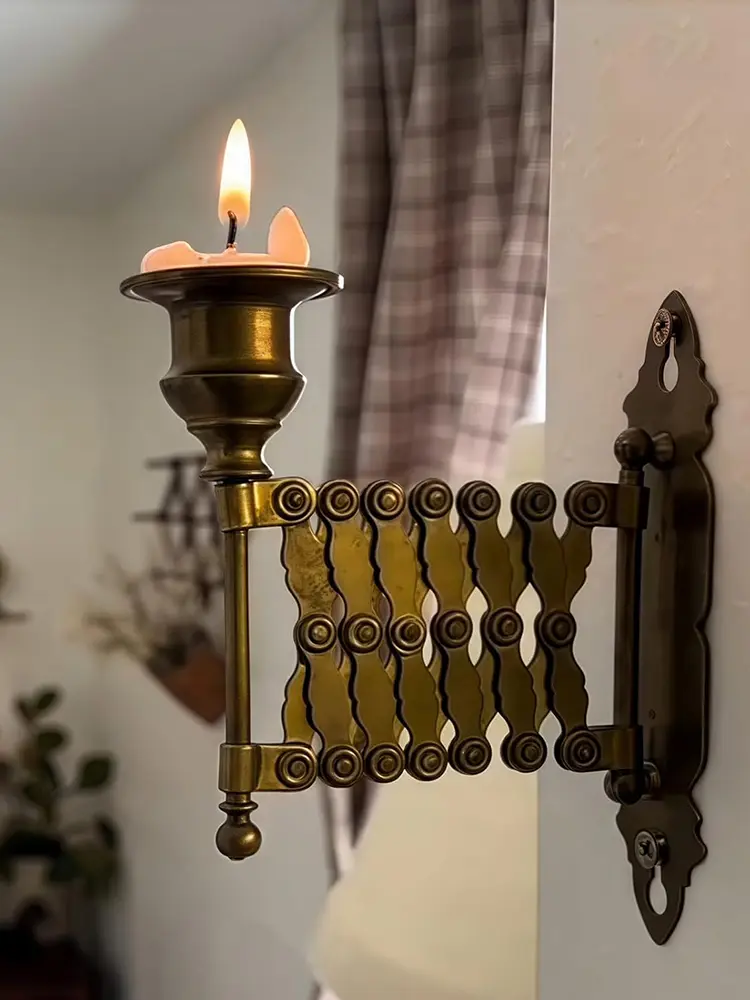 Retro Candlestick Rack Multi-Purpose Vintage Candle Sconce Holder Telescopic Metal Candle Decorations for Bedroom Decoration