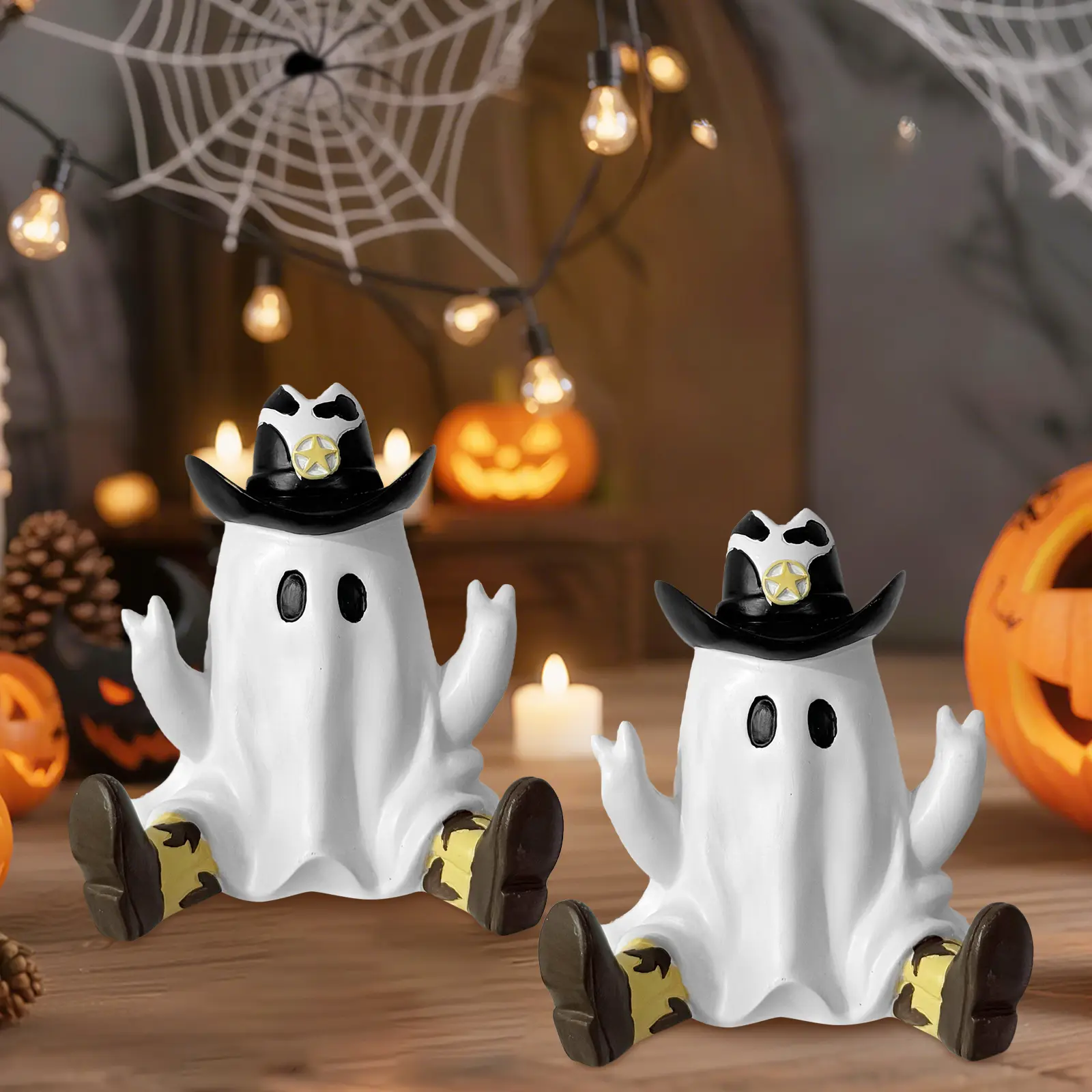 Mini Ghost Ornaments with Boots Halloween Ghost Ornaments Funny Specters Ornaments for Halloween Home Outdoor Garden