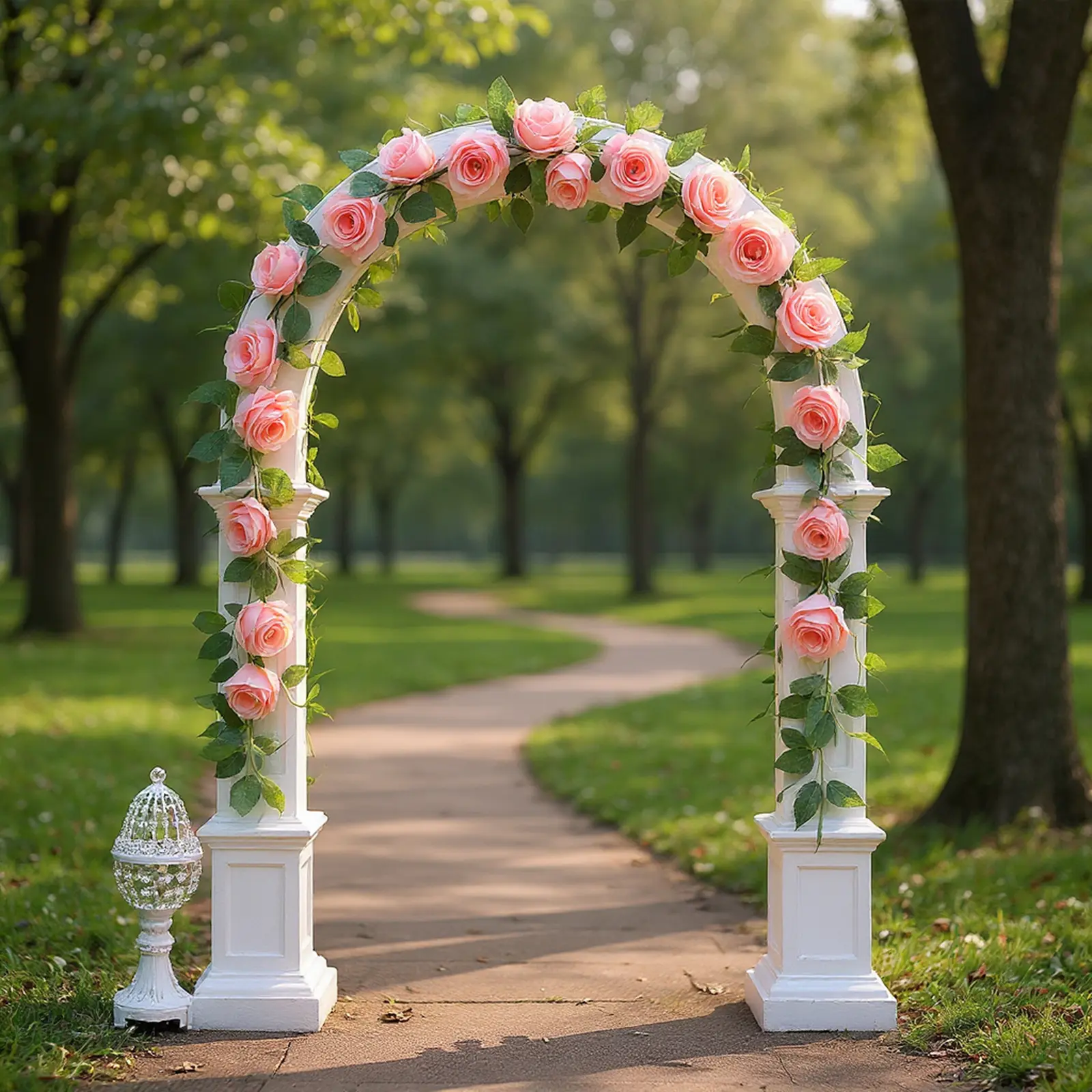 Artificial Vines Flowers Arch Wall Party Mantle Silk Roses Lvy Vine for Wedding Arch Party Wall Garden Ceremony