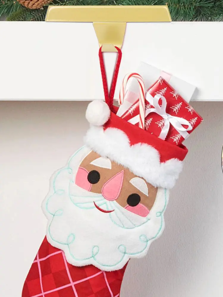 4Pcs Christmas Stocking Holders Multifunction Xmas Stocking Stand Anti-Slip Light Strip Decoration Hook Christmas Decoration