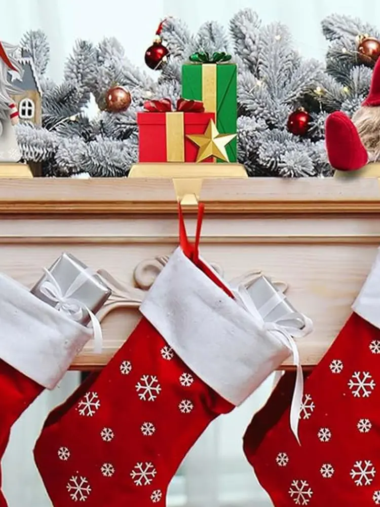 4Pcs Christmas Stocking Holders Multifunction Xmas Stocking Stand Anti-Slip Light Strip Decoration Hook Christmas Decoration