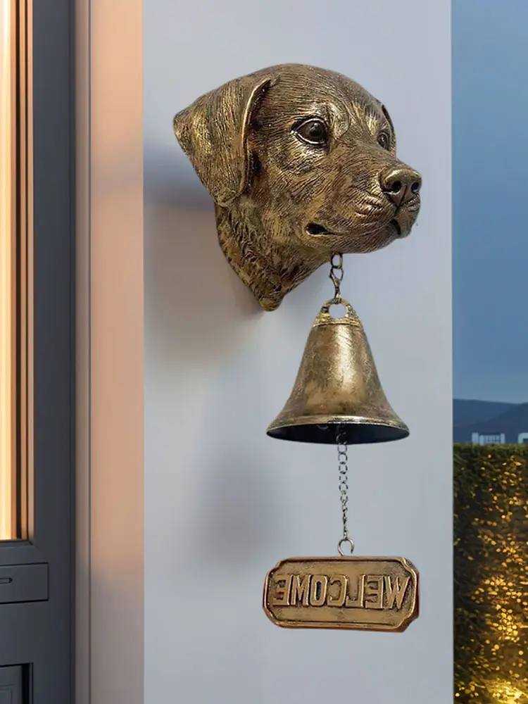 Animal Welcome Bell with Welcome Sign Dog Welcome Doorbell Wall Mounted Dog Door Bell for Farmhouse Home Front Door Entrance