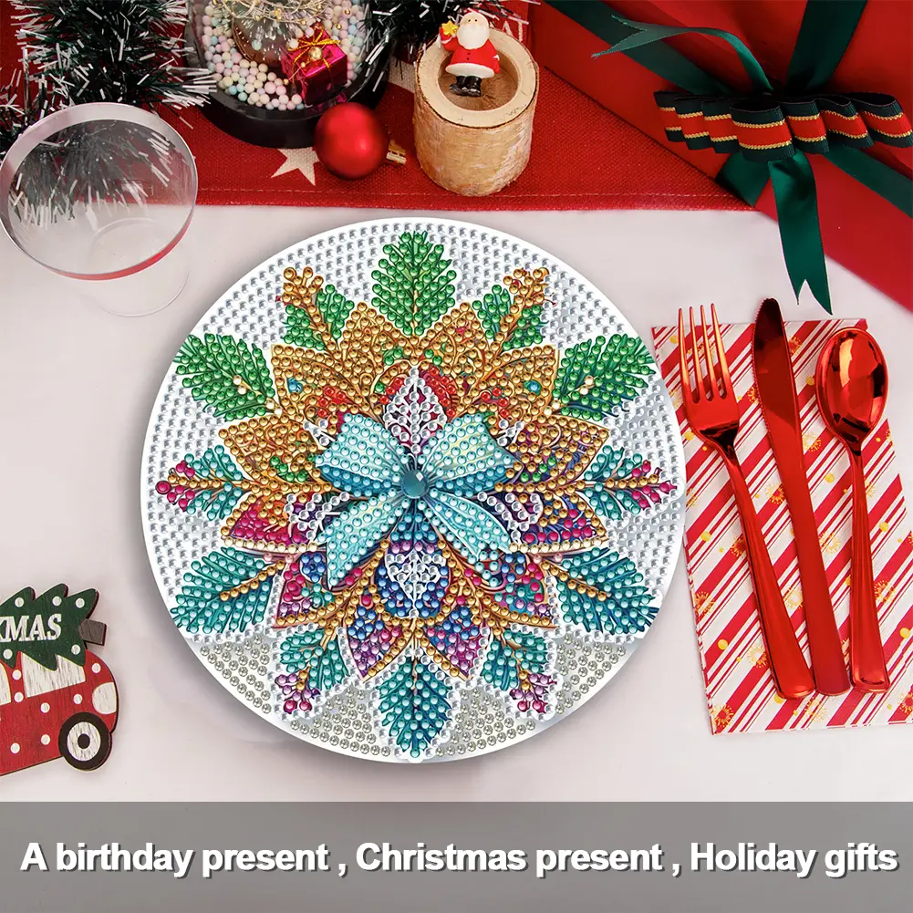 4pcs Christmas Pattern Diamond Art Painting Placemats DIY Diamond Painting Placemats Home Life Or Gifts for Friends and Family