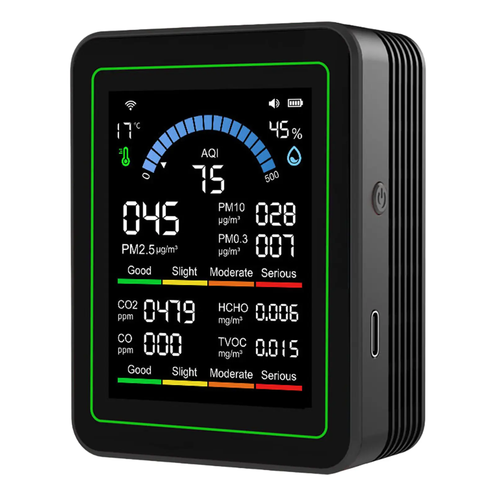Air Quality Detector for PM2.5 PM10 CO AQI CO2 TVOC HCHO Temp Air Quality Tester for PM2.5 PM10 CO AQI for Home Office Plant