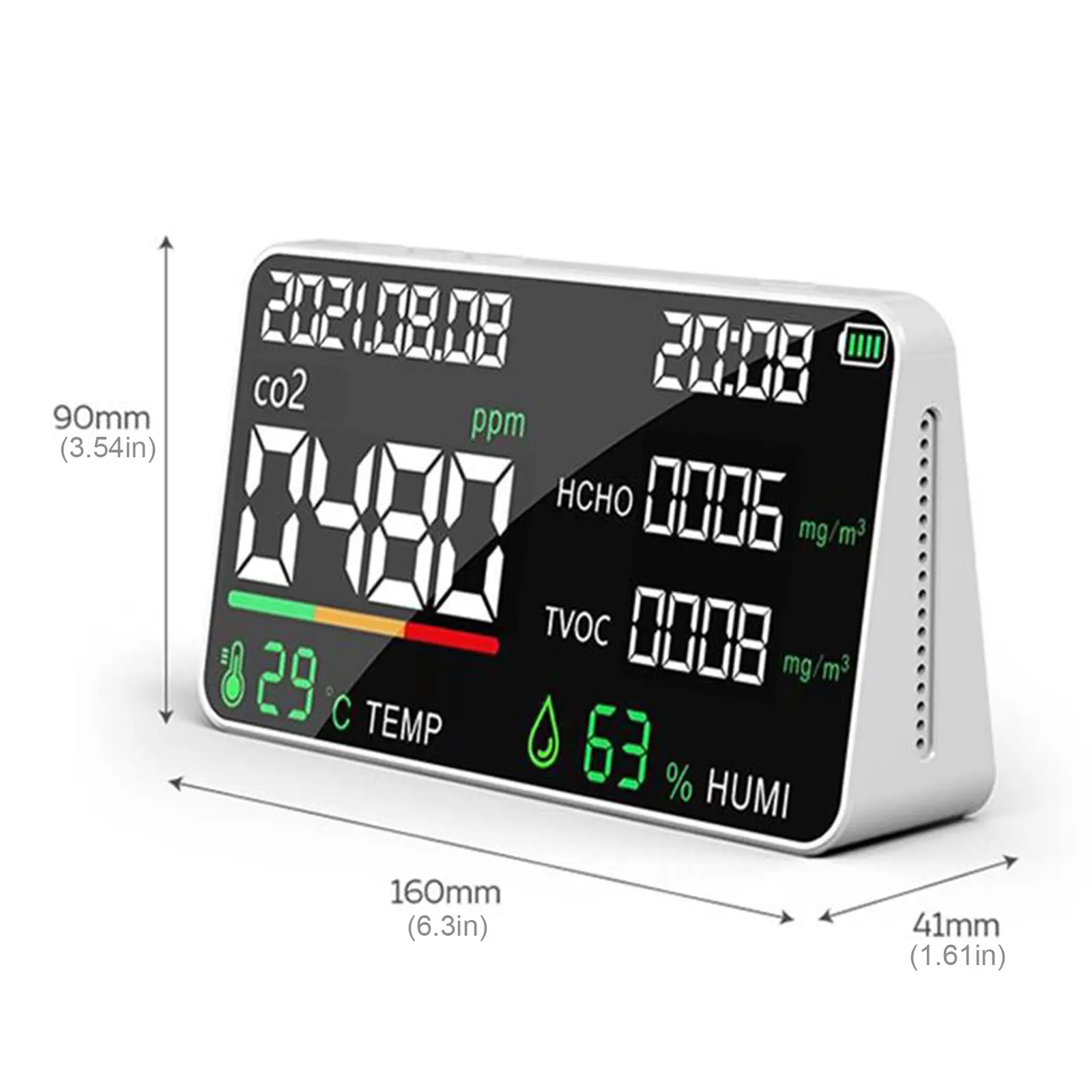 Indoor Air Quality Monitor for CO2 TVOC Formaldehyde Temperature Humidity Air Quality Detector Air Quality Tester for Home