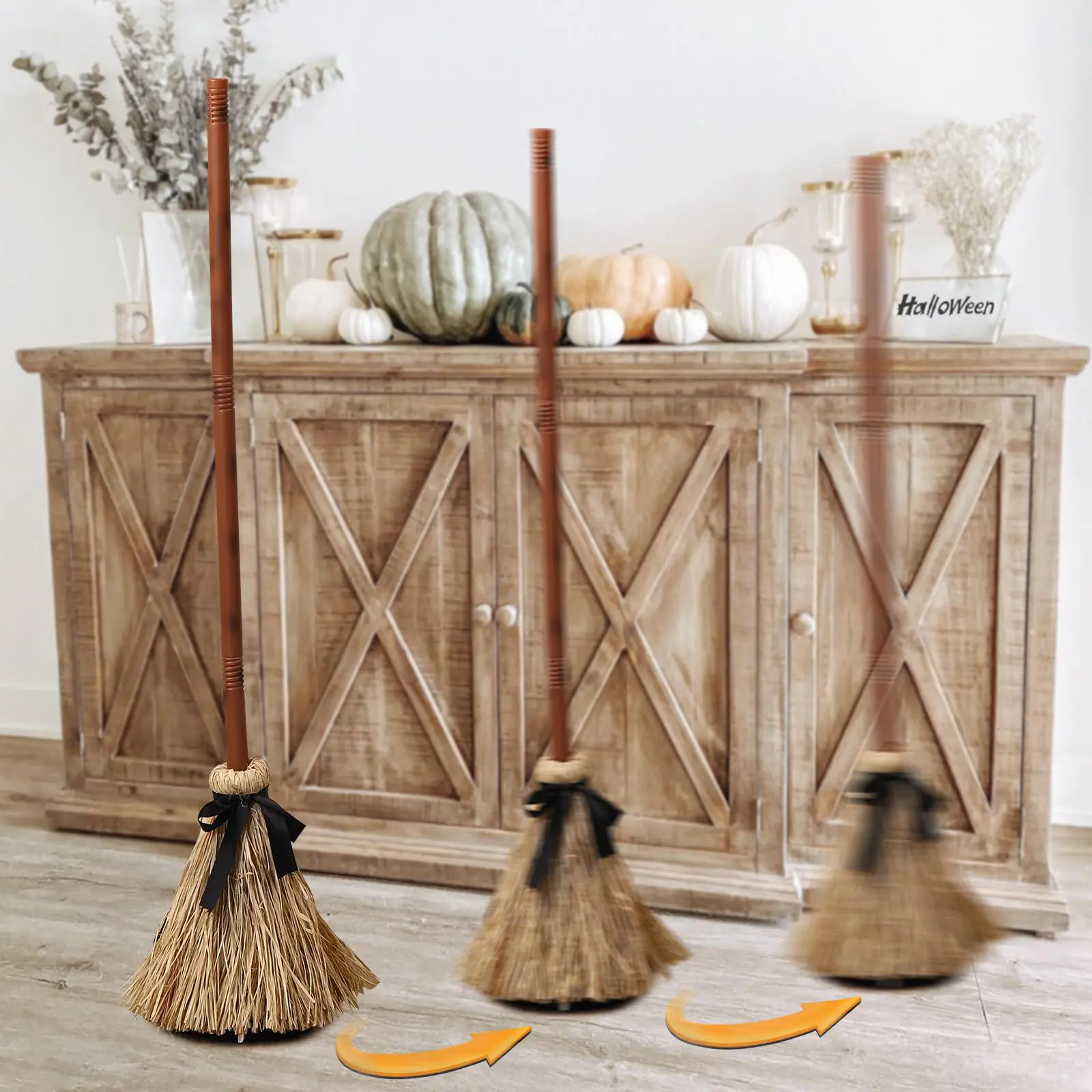 Halloween Animated Floating Witchs Broom Haunted Dancing Broom Witches Broom for Indoor & Outdoor Halloween Party Decorations