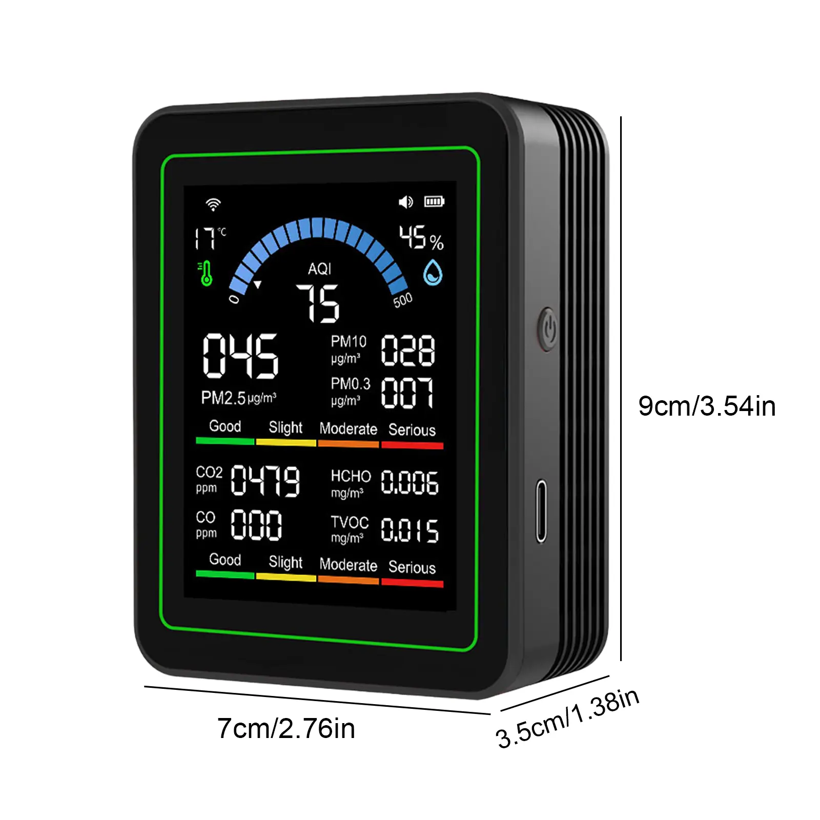 Air Quality Detector for PM2.5 PM10 CO AQI CO2 TVOC HCHO Temp Air Quality Tester for PM2.5 PM10 CO AQI for Home Office Plant