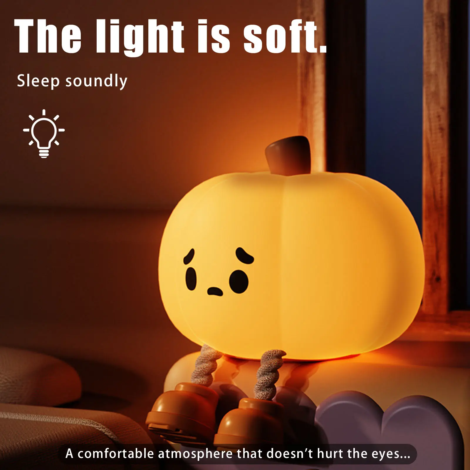 LED Silicone Pat Lamp Rechargeable Cute Bedside Touch Lamp Warm Light Funny Halloween Decor Light for Bedroom Living Room Decor
