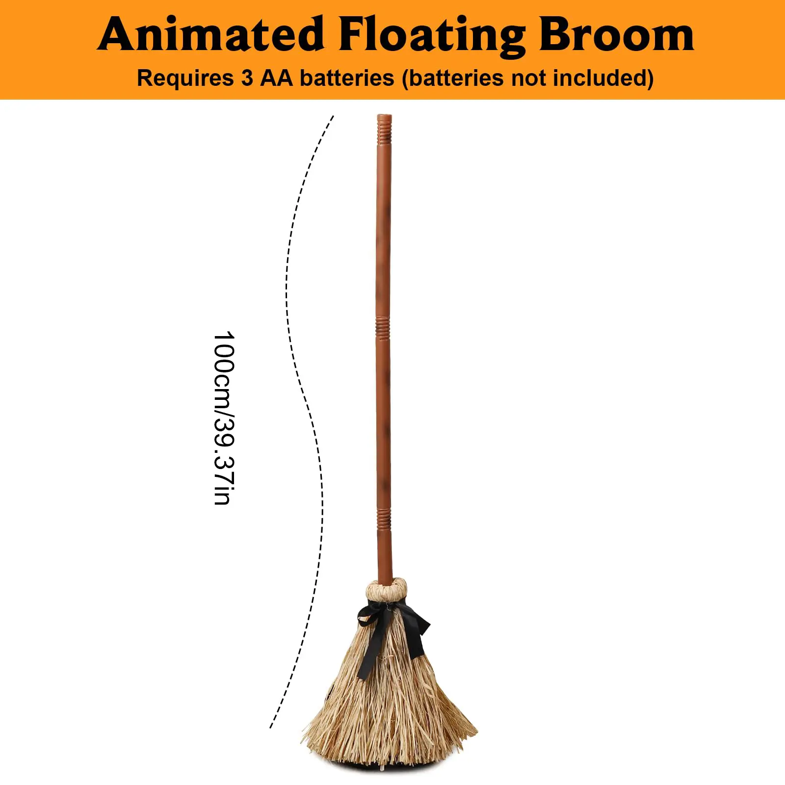 Halloween Animated Floating Witchs Broom Haunted Dancing Broom Witches Broom for Indoor & Outdoor Halloween Party Decorations