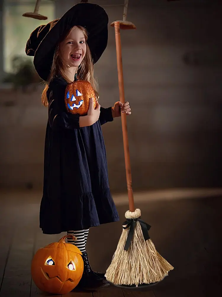 Halloween Animated Floating Witchs Broom Haunted Dancing Broom Witches Broom for Indoor & Outdoor Halloween Party Decorations