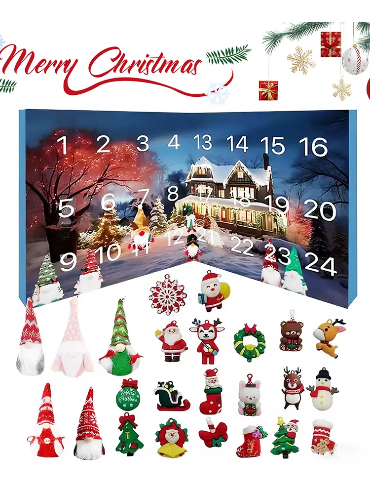 24-Day Christmas Figures Calendars Multi-Purpose Mini Dwarfs Decorations Wear Resist Xmas Plush Gnome Ornaments Gift for Friends