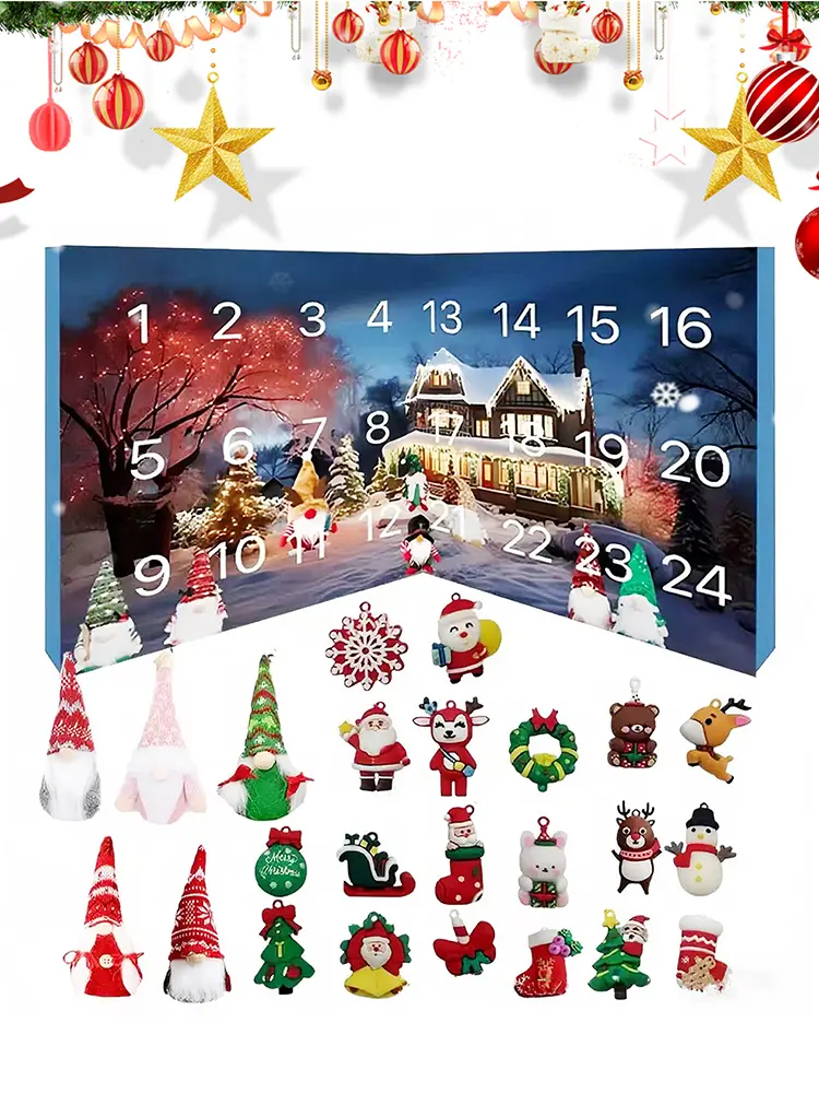 24-Day Christmas Figures Calendars Multi-Purpose Mini Dwarfs Decorations Wear Resist Xmas Plush Gnome Ornaments Gift for Friends