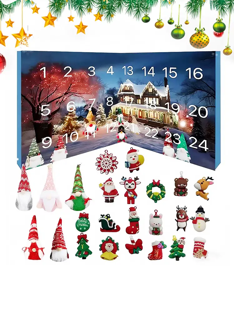 24-Day Christmas Figures Calendars Multi-Purpose Mini Dwarfs Decorations Wear Resist Xmas Plush Gnome Ornaments Gift for Friends