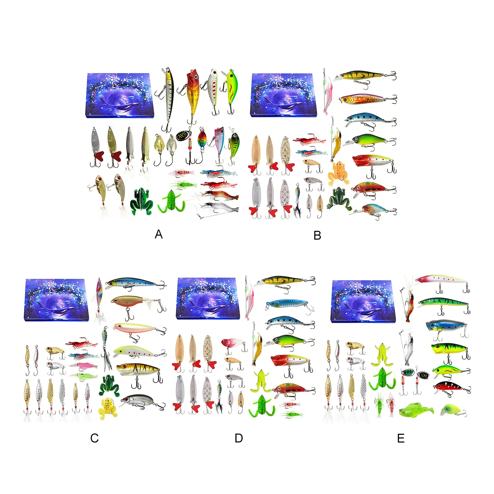 24-Day Fishing Advent Calendar Multi-Purpose Lifelike Swimbait Set Multi Jointed Swimbait Suit for Anglers Adult Men Fishermen