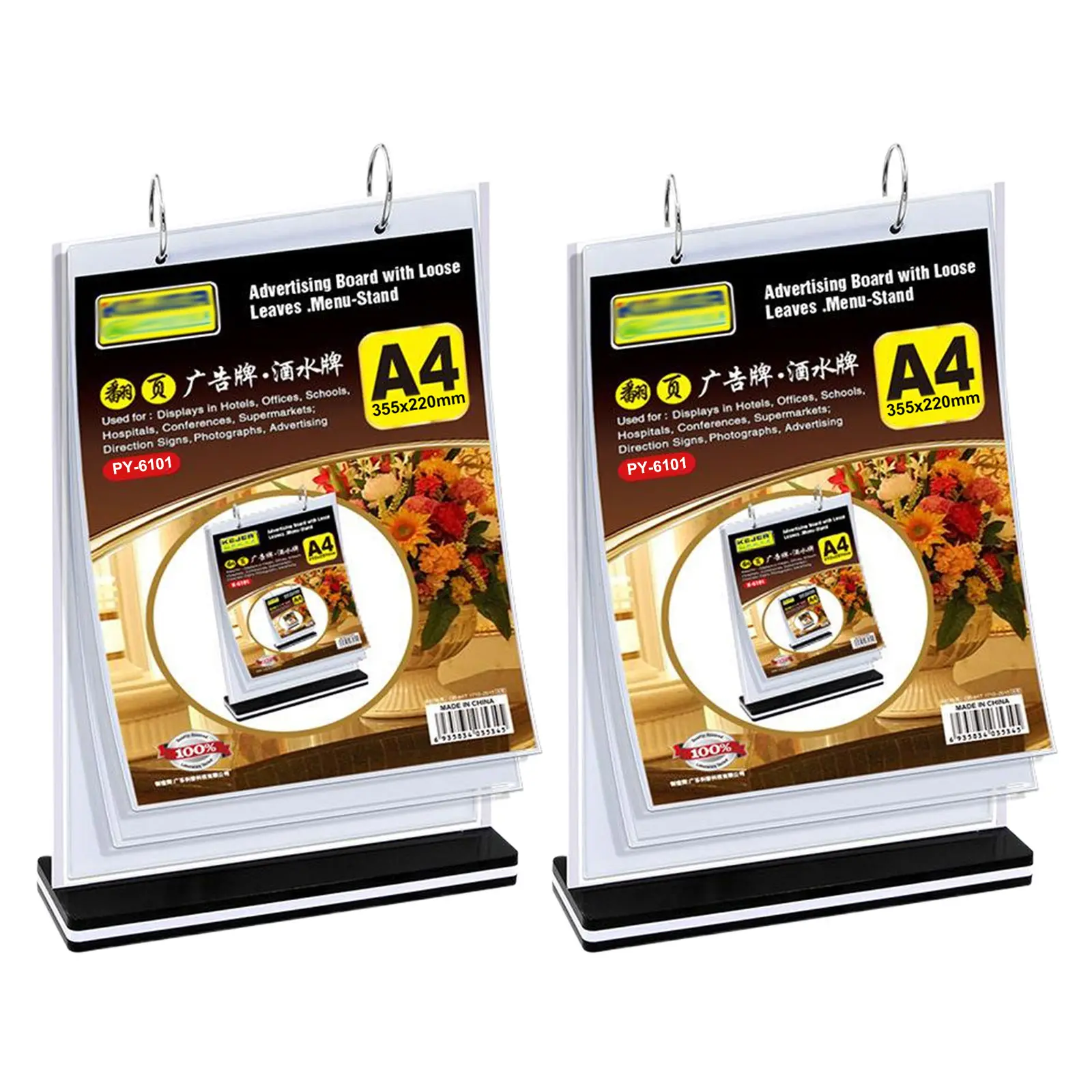 2pcs PVC Tabletop Holder Acrylic Table Menu Stand Desktop Double Display Holder for Picture Card Store Office Menu Retail Show