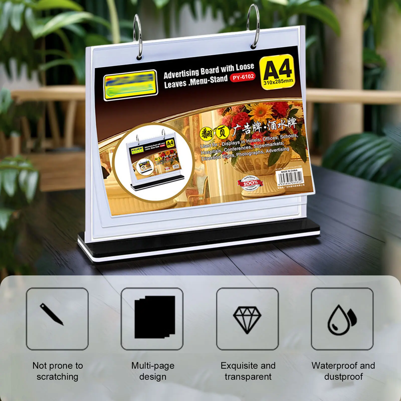 2pcs PVC Tabletop Holder Acrylic Table Menu Stand Desktop Double Display Holder for Picture Card Store Office Menu Retail Show