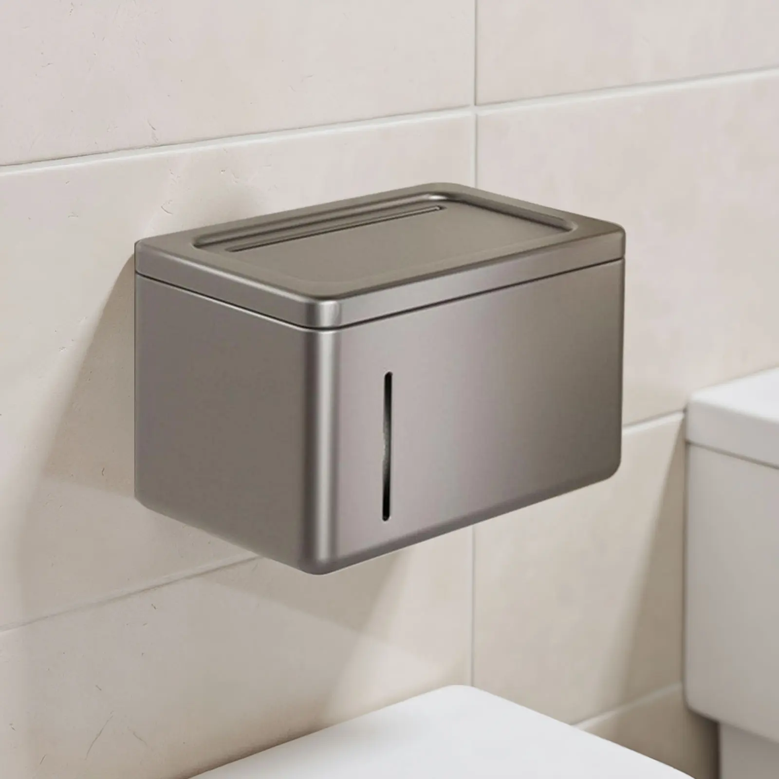 Toilet Paper Holder Box with Lid Wall Mounted Toilet Paper Holder Aluminum Alloy Toilet Tissue Box for Bathroom Car Office