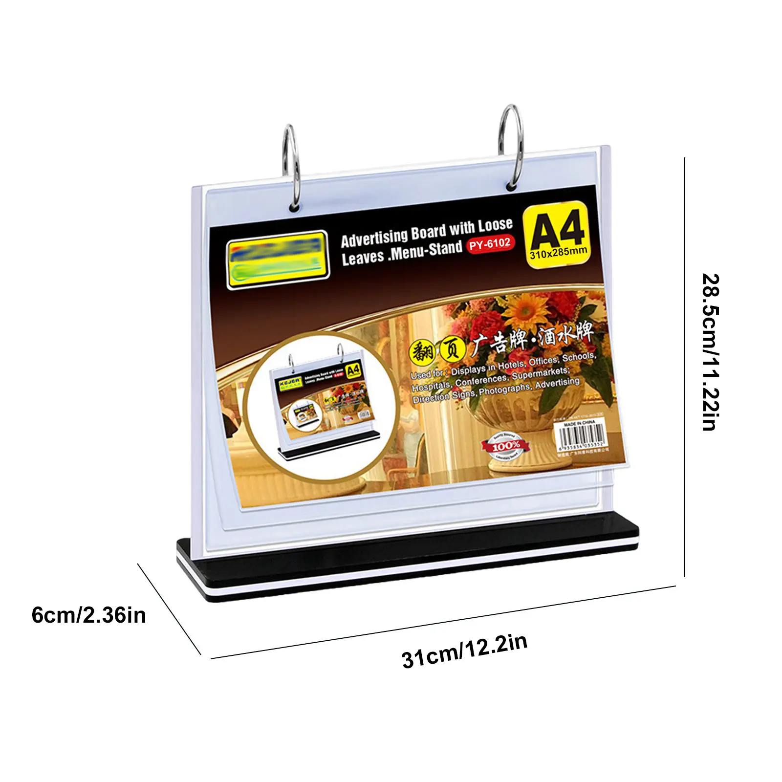 2pcs PVC Tabletop Holder Acrylic Table Menu Stand Desktop Double Display Holder for Picture Card Store Office Menu Retail Show