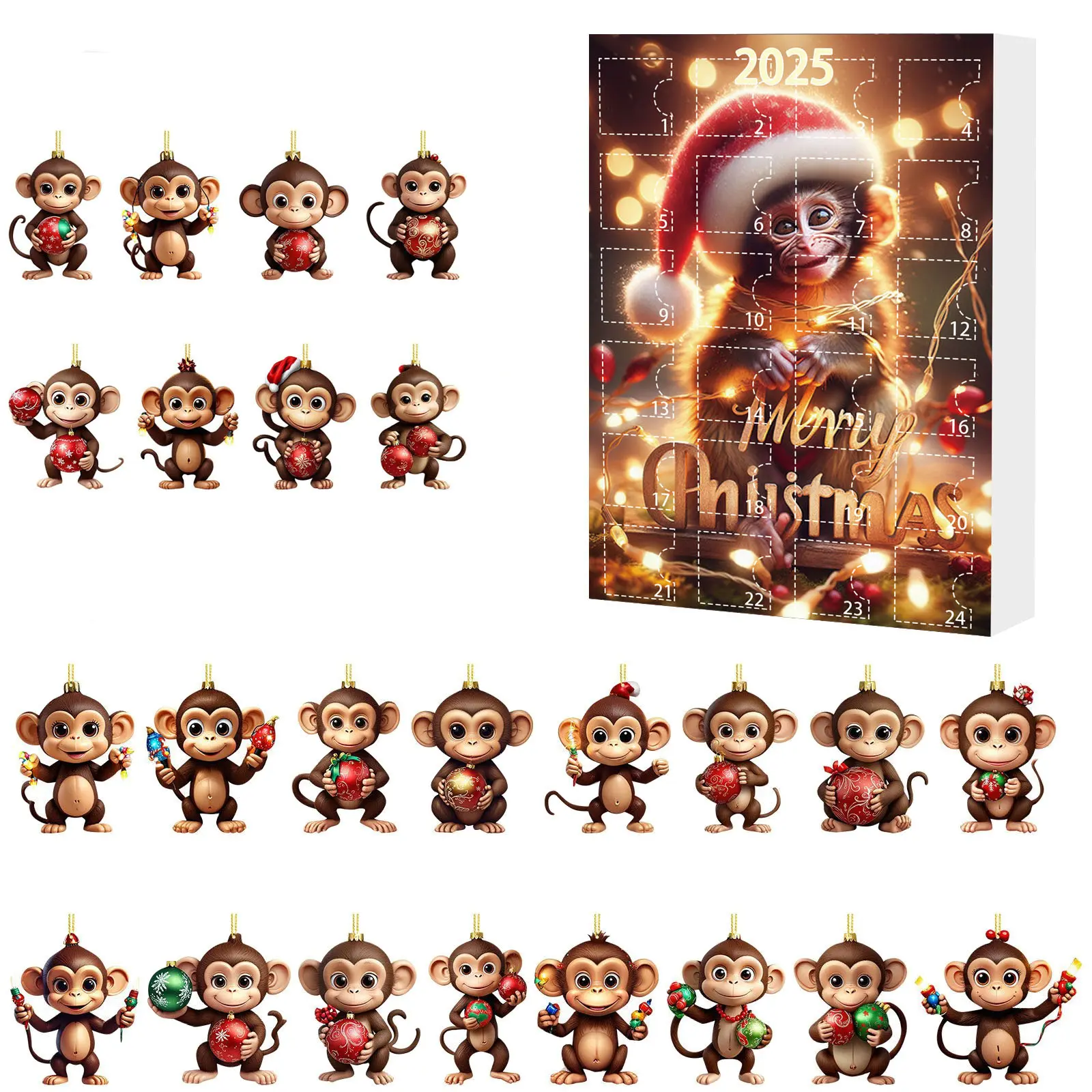 Christmas Tree Decorations Multi-Purpose Hanging Monkey Ornaments Mini Xmas Tree Monkey Pendant for Holiday Backpack Ornaments