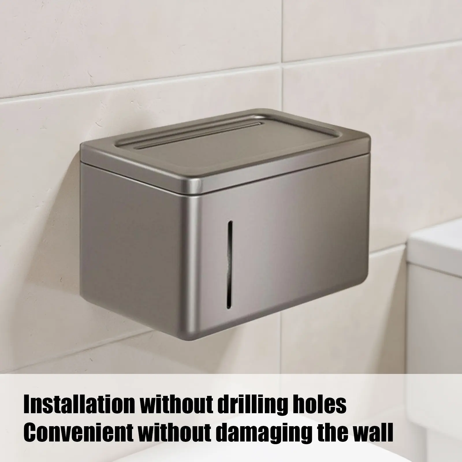 Toilet Paper Holder Box with Lid Wall Mounted Toilet Paper Holder Aluminum Alloy Toilet Tissue Box for Bathroom Car Office