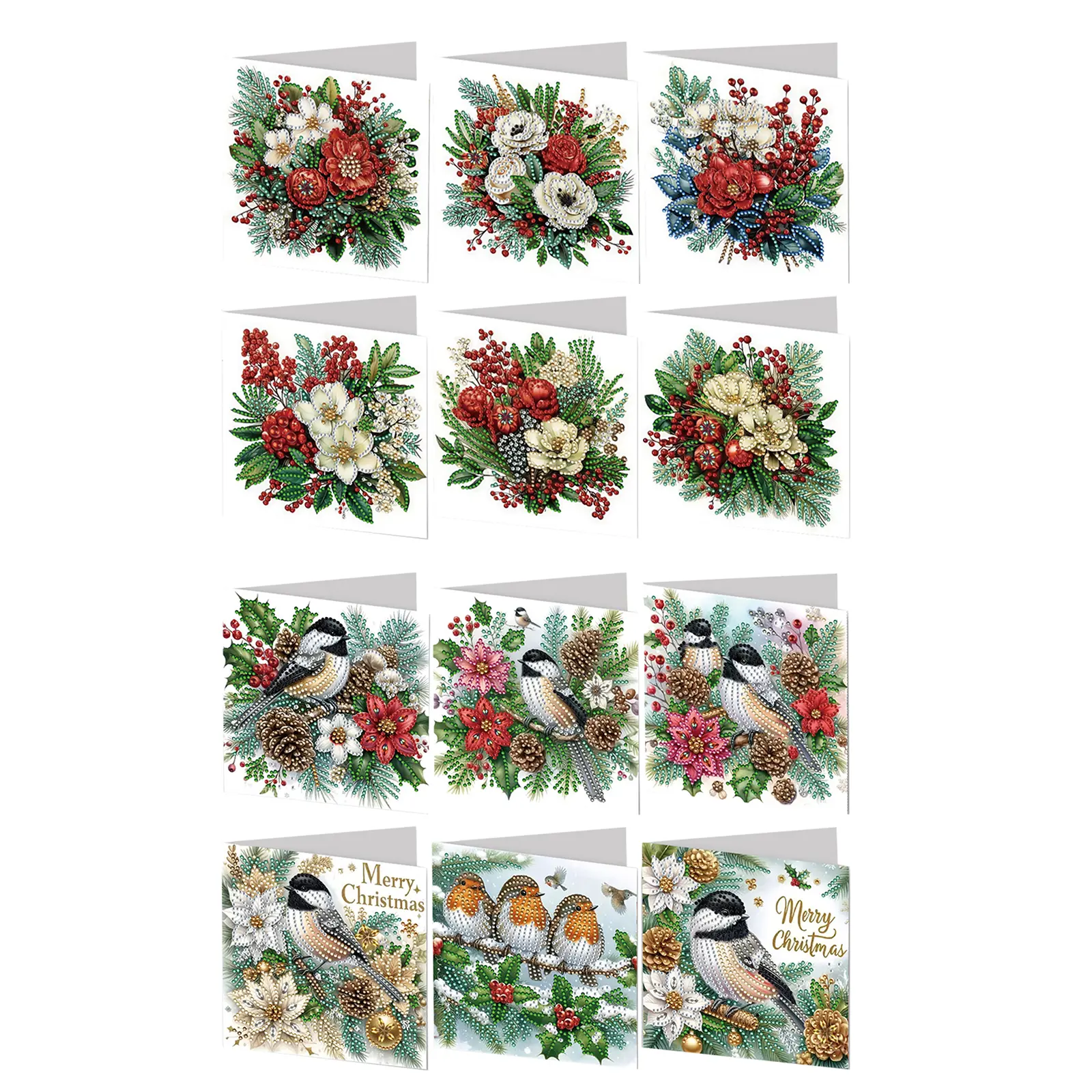 6pcs DIY Diamond Painting Greeting Card Set Diamond Art Handmade Cards for Christmas Birthdays Thanksgiving and Holidays