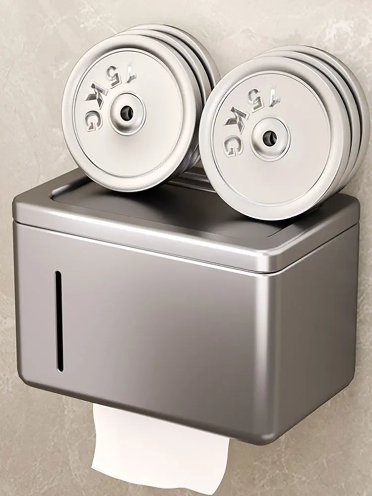 Toilet Paper Holder Box with Lid Wall Mounted Toilet Paper Holder Aluminum Alloy Toilet Tissue Box for Bathroom Car Office