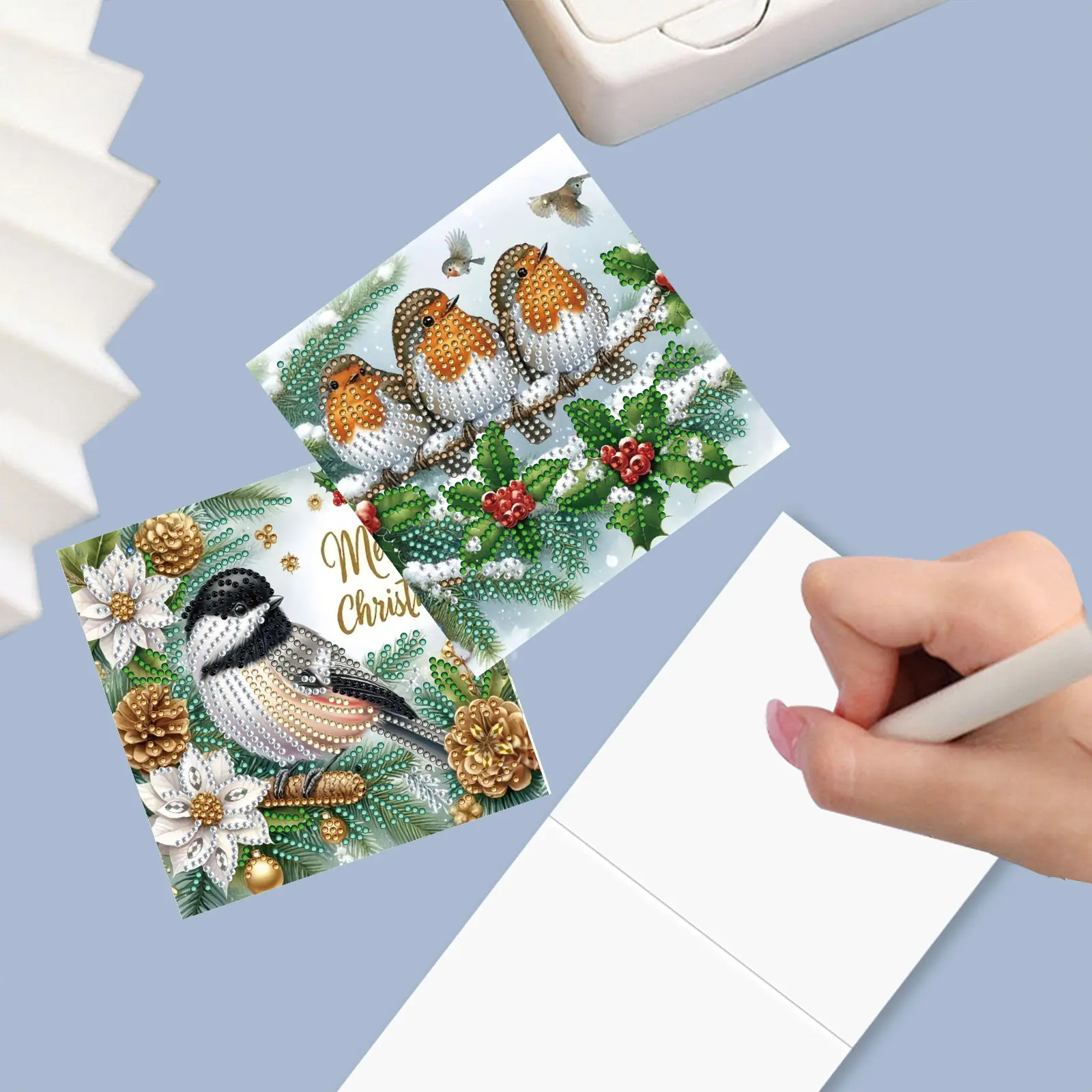 6pcs DIY Diamond Painting Greeting Card Set Diamond Art Handmade Cards for Christmas Birthdays Thanksgiving and Holidays