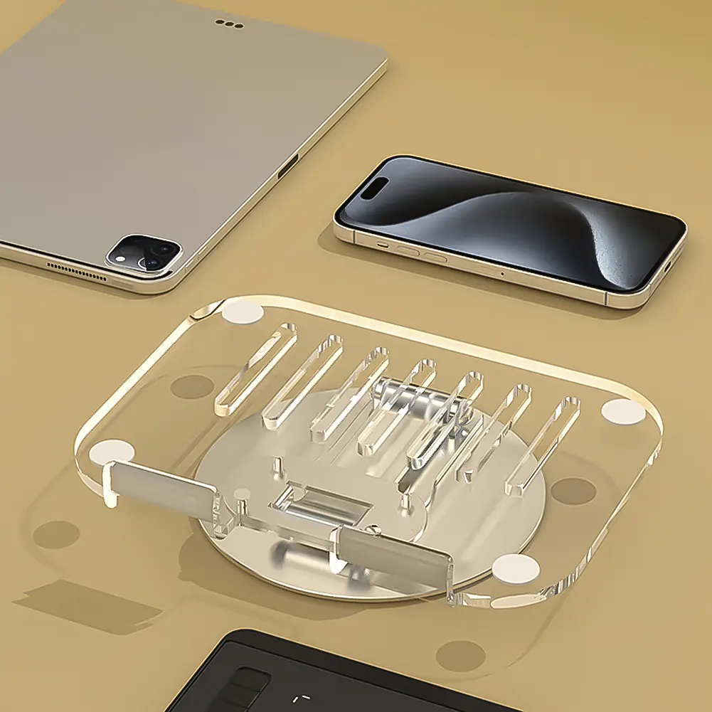 Acrylic Tablet Stand Holder 360° Rotatable Swivel Tablet Stand Adjustable Cell Phone Bracket for iPad Samsung Xiaomi Huawei Pad