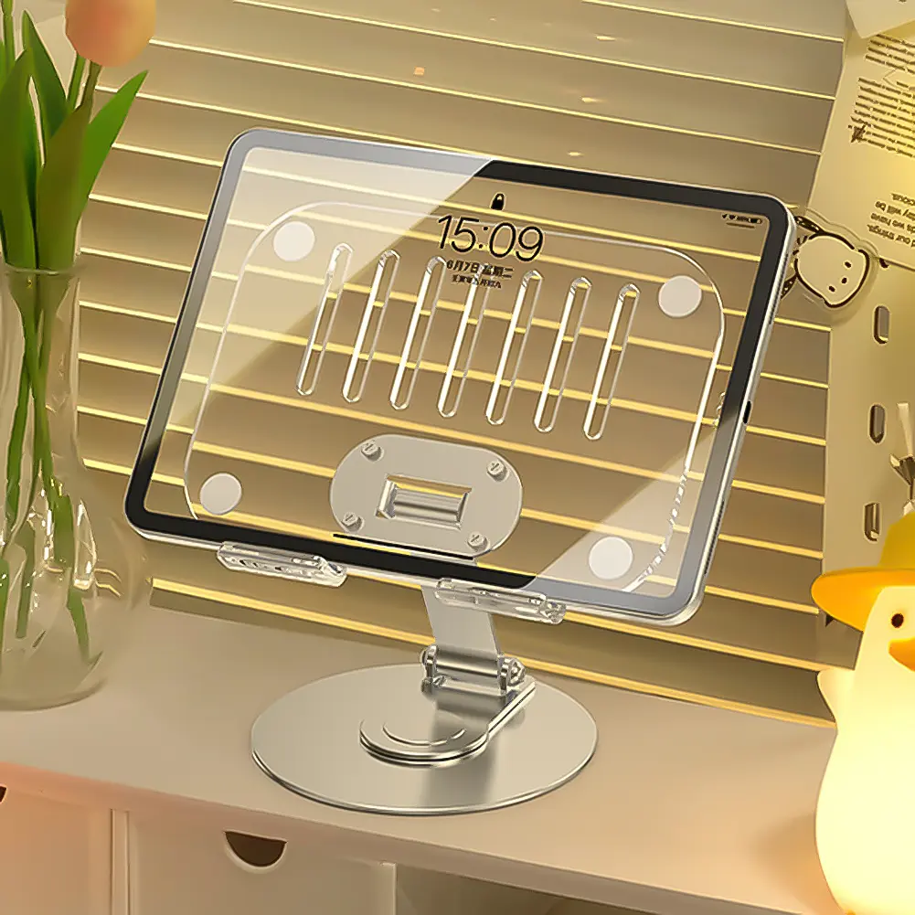 Acrylic Tablet Stand Holder 360° Rotatable Swivel Tablet Stand Adjustable Cell Phone Bracket for iPad Samsung Xiaomi Huawei Pad