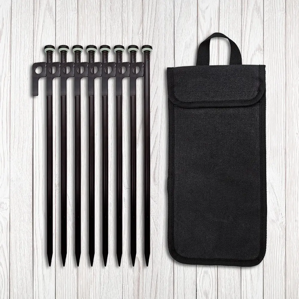 4/8Pcs Steel Tent Pegs Tent Stakes Forged Heavy Duty Beach Tent Pegs 30cm Ground Stakes with Storage Bag for Outdoor Camping