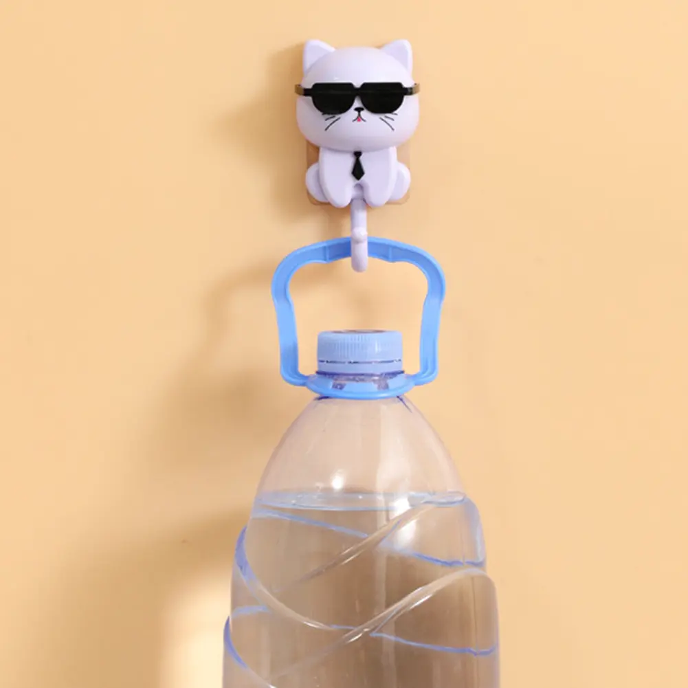 1/2PCS Cartoon Cat Hooks Self Adhesive Decorative Hook  Cute Cat Key Holder Dormitory Bedroom Door Hangers Wall Hanging Sunglass