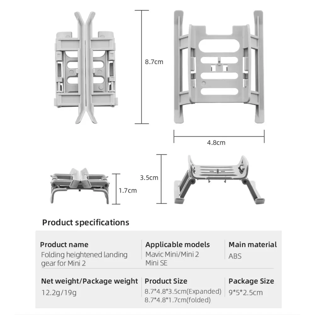 Extended Height Foldable Landing Gear Tripod Stand for DJI Mini 2/Mavic Mini