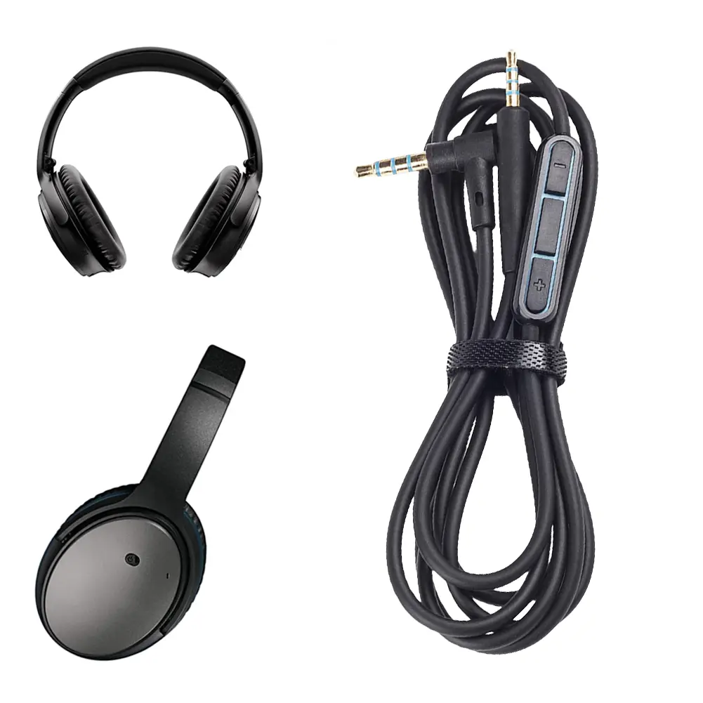 Replacement Audio Cable Extension Cord 2.5mm To 3.5mm Headphone Cable with Inline Mic Volume Control for Bose QC25/QC25i